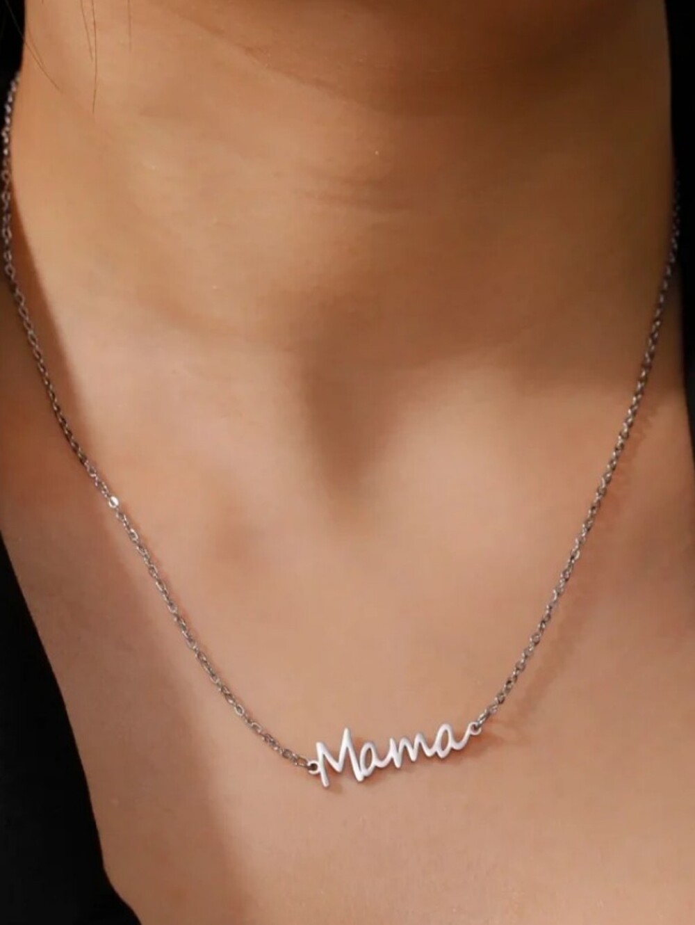 New Mama Heartbeat Pendant Necklace in Silver